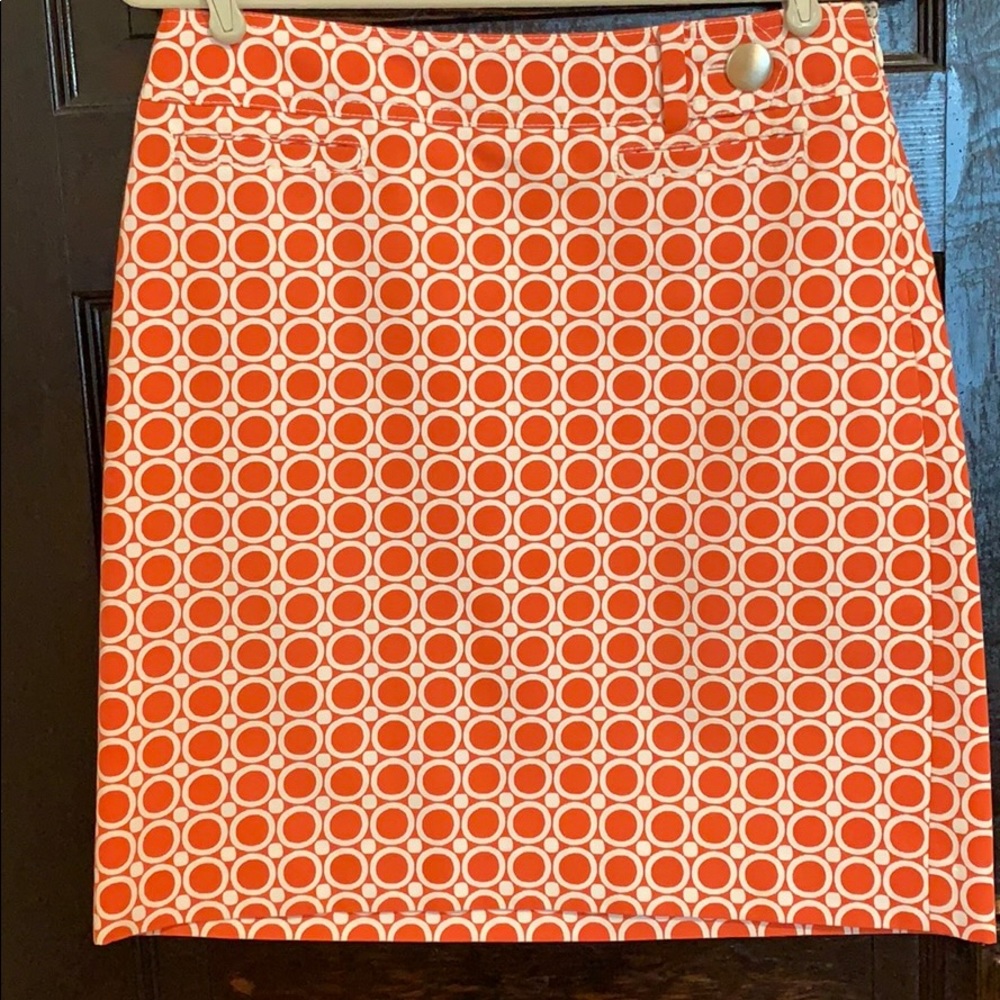 Geometric print linen skirt